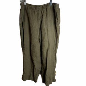 J Jill Linen Pull On Crop Pants Women's S Petite PS Brown Minimalist